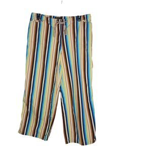 New York & Company Striped Wide Leg Cotton Cropped Pants Size 10